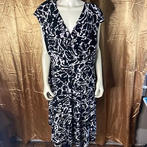 Plus Size Black & White Printed Dress Jones New York Size 20W